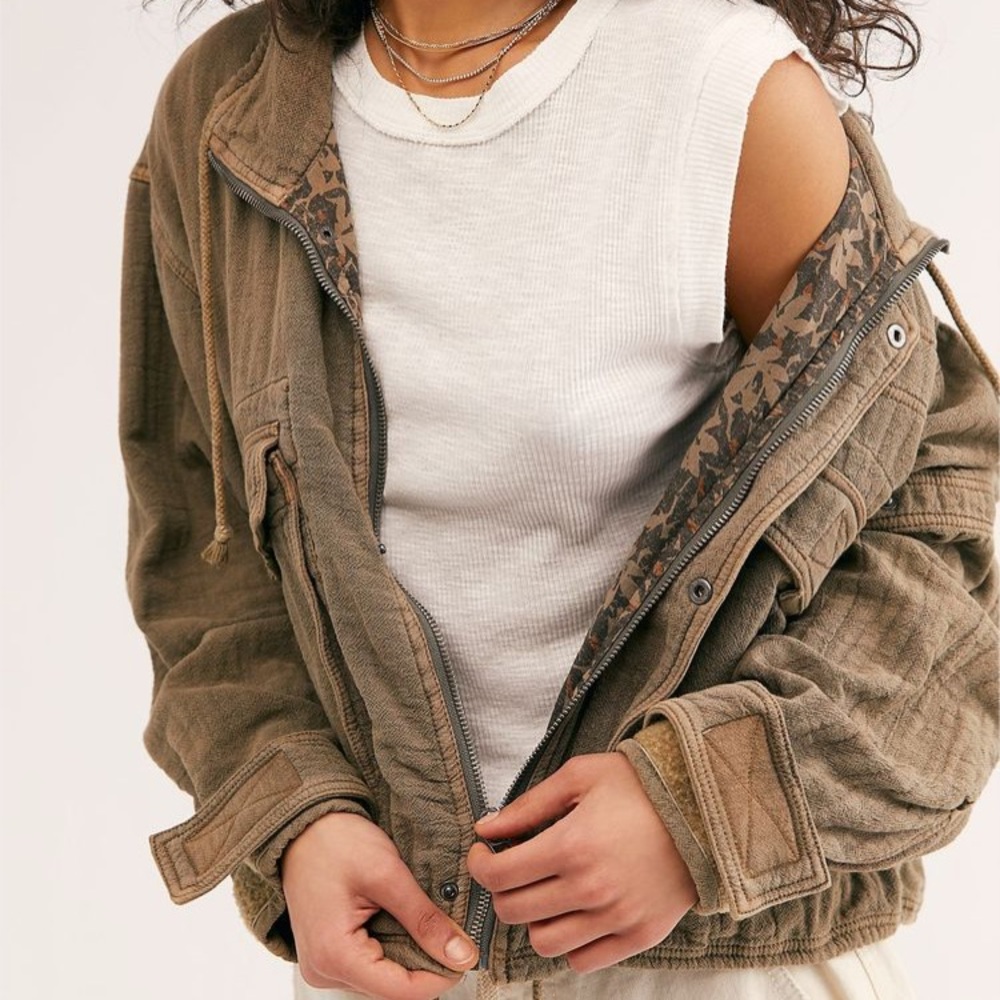 Free People Eyes On You Army Green Surplus Jacket - Picture 4 of 12